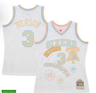 Allen Iverson Philadelphia 76ers Mitchell & Ness 2002/03 Swingman Sidewalk Sketch Jersey - White