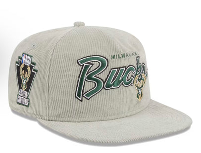 Men's Milwaukee Bucks New Era Gray The Golfer Corduroy 9FIFTY Snapback Hat