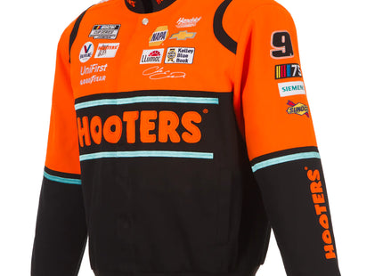 2023 Chase Elliott JH Design Black/Orange Hooters Twill Uniform Full-Snap Jacket
