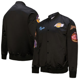 Men's Los Angeles Lakers Mitchell & Ness Black Blackout Collection Vintage Full-Snap Satin Jacket