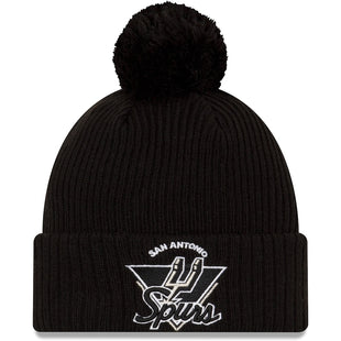 Knit San Antonio Spurs New Era 2021 NBA Tip-Off Team Color Pom Cuffed Knit Hat - Black