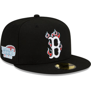 New Era Boston Red Sox Black 2004 World Series Team Fire 59FIFTY Fitted Hat