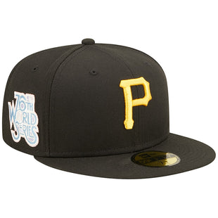 Pop Sweat Men's Pittsburgh Pirates New Era Black band Undervisor 76th MLB World Series Cooperstown Collection 59FIFTY Fitted Hat