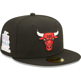 Pop Sweat Men's Chicago Bulls New Era Black 6x NBA Finals Champions 59FIFTY Fitted Hat