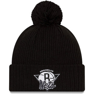 Knit Brooklyn Nets New Era 2021 NBA Tip-Off Team Color Pom Cuffed Knit Hat - Black
