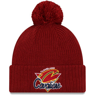Knit Cleveland Cavaliers New Era 2021 NBA Tip-Off Team Color Pom Cuffed Knit Hat - Wine