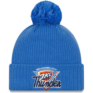 Knit Oklahoma City Thunder New Era 2021 NBA Tip-Off Team Color Pom Cuffed Knit Hat - Blue