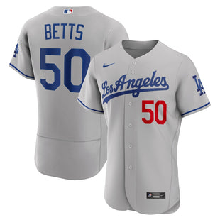 Authentic Men's Los Angeles Dodgers Mookie Betts Nike Gray Away Authentic Player Jersey
