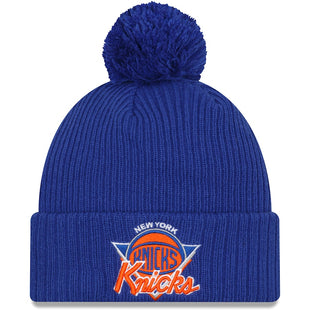 Knit New York Knicks New Era 2021 NBA Tip-Off Team Color Pom Cuffed Knit Hat - Blue