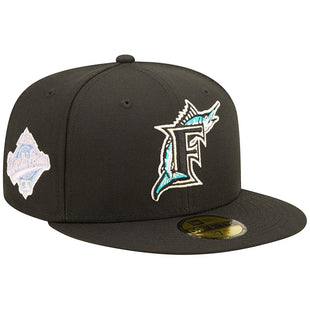 Pop Sweat Men's Florida Marlins New Era Black band Undervisor 1997 MLB World Series Cooperstown Collection 59FIFTY Fitted Hat