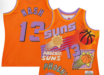 Steve Nash Phoenix Suns Mitchell & Ness 1996/97 Swingman Sidewalk Sketch Jersey - Orange