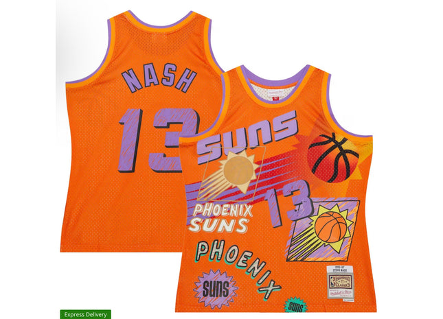 Steve Nash Phoenix Suns Mitchell & Ness 1996/97 Swingman Sidewalk Sketch Jersey - Orange