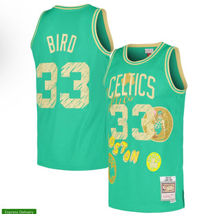 Men Larry Bird Boston Celtics Mitchell & Ness 1985/86 Swingman Sidewalk Sketch Jersey - Light Green