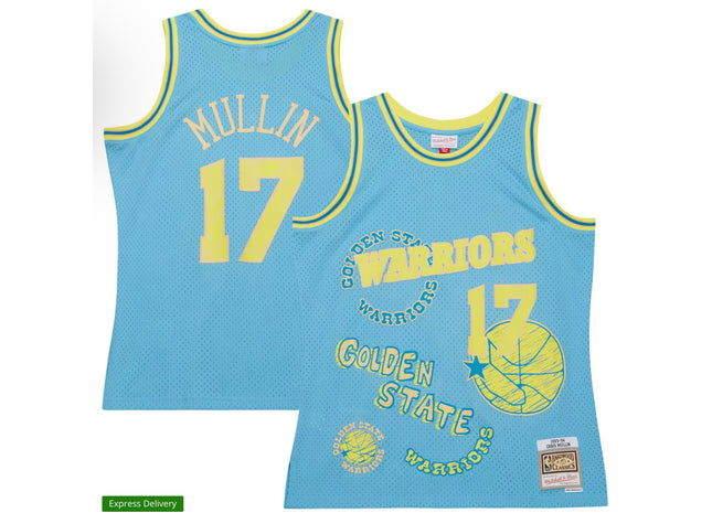 Chris Mullin Golden State Warriors Mitchell & Ness 1993/94 Swingman Sidewalk Sketch Jersey - Light Blue