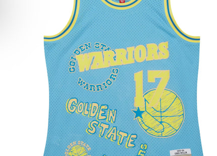 Chris Mullin Golden State Warriors Mitchell & Ness 1993/94 Swingman Sidewalk Sketch Jersey - Light Blue