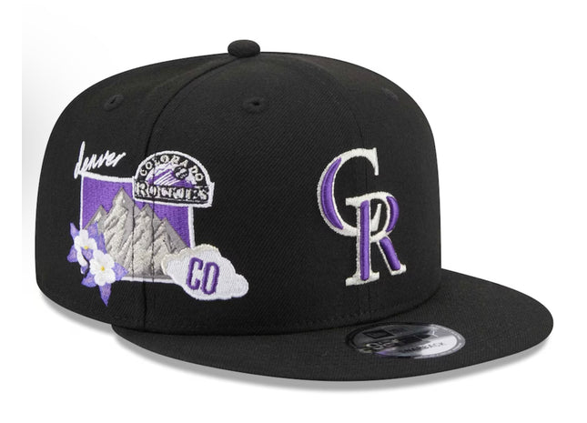 Men's Colorado Rockies New Era Black Icon 9FIFTY Snapback
