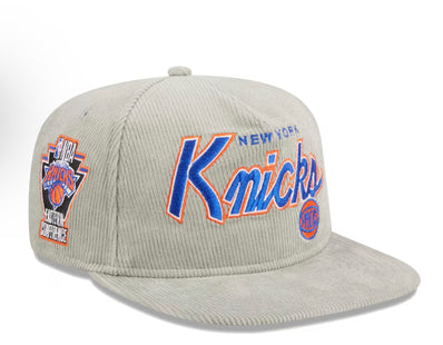 Men's New York Knicks New Era Gray The Golfer Corduroy 9FIFTY Snapback Hat