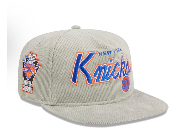 Men's New York Knicks New Era Gray The Golfer Corduroy 9FIFTY Snapback Hat