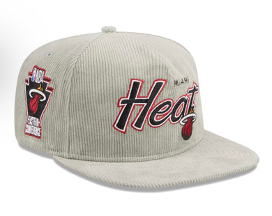 Men's Miami Heat New Era Gray The Golfer Corduroy 9FIFTY Snapback Hat