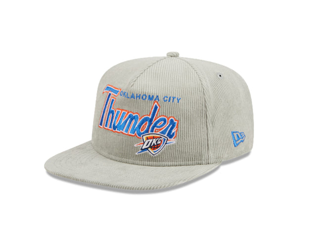 OKLAHOMA CITY THUNDER New Era The Golfer Corduroy 9FIFTY Snapback Hat - Gray