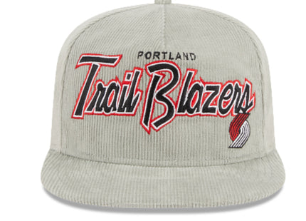 PORTLAND TRAIL BLAZERS New Era The Golfer Corduroy 9FIFTY Snapback Hat - Gray