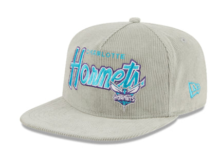 CHARLOTTE HORNETS New Era The Golfer Corduroy 9FIFTY Snapback Hat - Gray