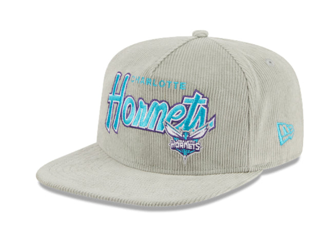CHARLOTTE HORNETS New Era The Golfer Corduroy 9FIFTY Snapback Hat - Gray