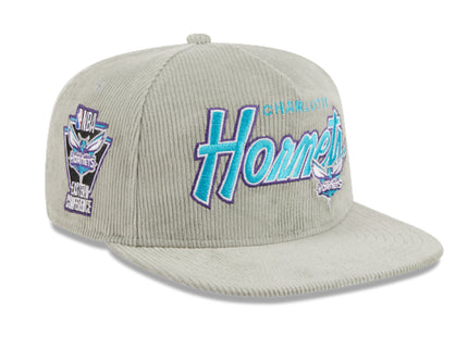 CHARLOTTE HORNETS New Era The Golfer Corduroy 9FIFTY Snapback Hat - Gray