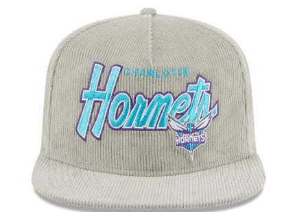 CHARLOTTE HORNETS New Era The Golfer Corduroy 9FIFTY Snapback Hat - Gray