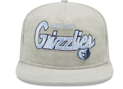 MEMPHIS GRIZZLIES New Era The Golfer Corduroy 9FIFTY Snapback Hat - Gray