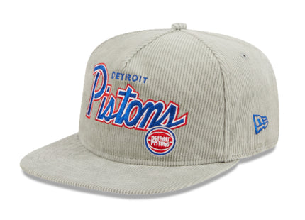 DETROIT PISTONS New Era The Golfer Corduroy 9FIFTY Snapback Hat - Gray