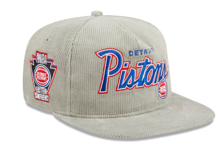 DETROIT PISTONS New Era The Golfer Corduroy 9FIFTY Snapback Hat - Gray