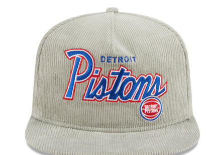 DETROIT PISTONS New Era The Golfer Corduroy 9FIFTY Snapback Hat - Gray