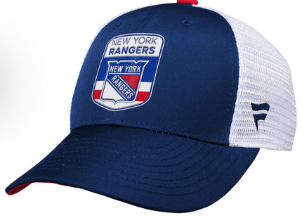 New York Rangers Youth 2023 NHL Draft On Stage Trucker Snapback Hat - Blue