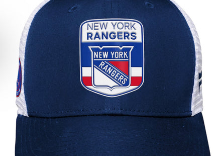 New York Rangers Youth 2023 NHL Draft On Stage Trucker Snapback Hat - Blue