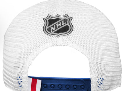 New York Rangers Youth 2023 NHL Draft On Stage Trucker Snapback Hat - Blue