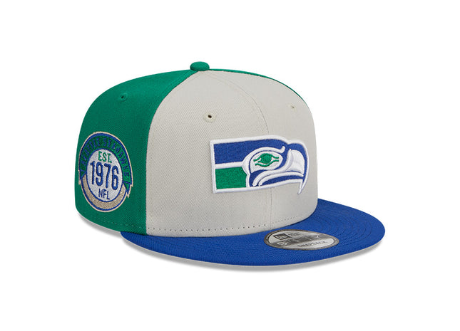 Men’s NFL Seattle Seahawks New Era New Era 2023 Sideline Historic 9FIFTY Snapback Hat – Cream/Royal