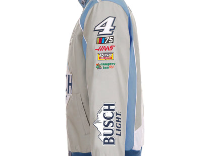2023 Kevin Harvick JH Design Gray/Light Blue Busch Light Twill Uniform Full-Snap Jacket2