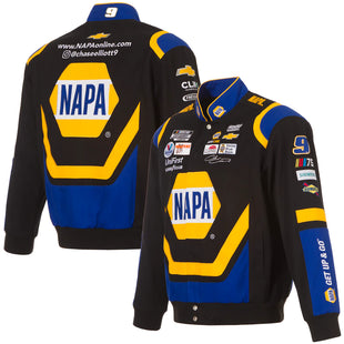 2023 Chase Elliott JH Design Black/Royal NAPA Twill Uniform Full-Snap Jacket JH Design