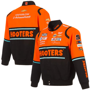 2023 Chase Elliott JH Design Black/Orange Hooters Twill Uniform Full-Snap Jacket