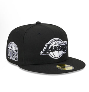 LOS ANGELES LAKERS SIDEPATCH WESTERN CONFERENCE 59FIFTY FITTED HAT - BLACK/ WHITE