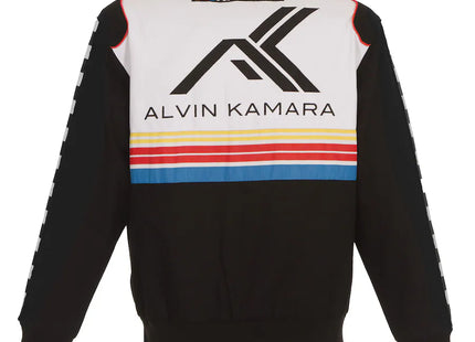 Men's JH Design Black/White NASCAR x Alvin Kamara Logo Full-Snap Twill Jacket