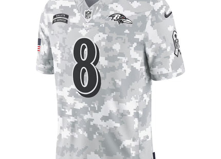 Men's Baltimore Ravens Lamar Jackson Nike Arctic Camo 2024 Salute to Service Limited Jersey