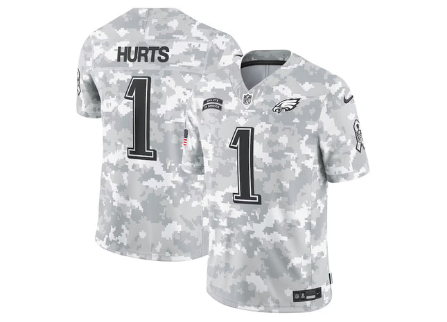 Men's Philadelphia Eagles Jalen Hurts Nike Arctic Camo 2024 Salute to Service Limited Jersey