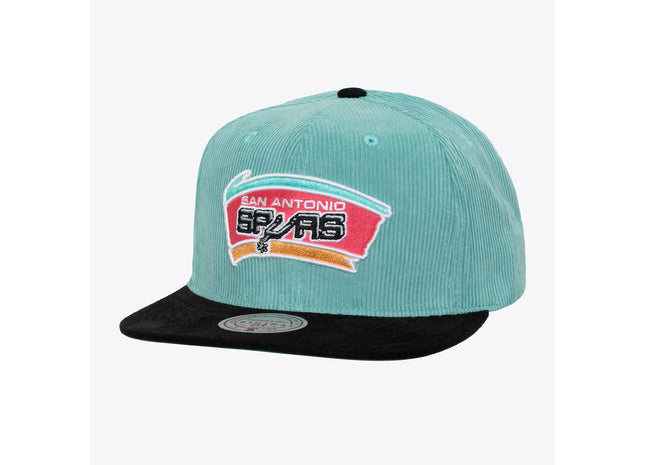 Men Turquoise/Black San Antonio Spurs Hardwood Classics Sueduroy Snapback Hat