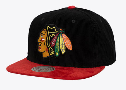 Men's Black/Red Chicago Blackhawks Sueduroy Snapback Hat