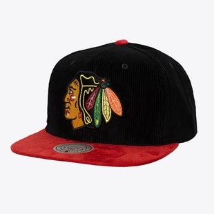 Men's Black/Red Chicago Blackhawks Sueduroy Snapback Hat
