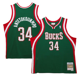Youth  Milwaukee Bucks Giannis Antetokounmpo Mitchell & Ness Hunter Green 2013/14 Hardwood Classics Swingman Jersey
