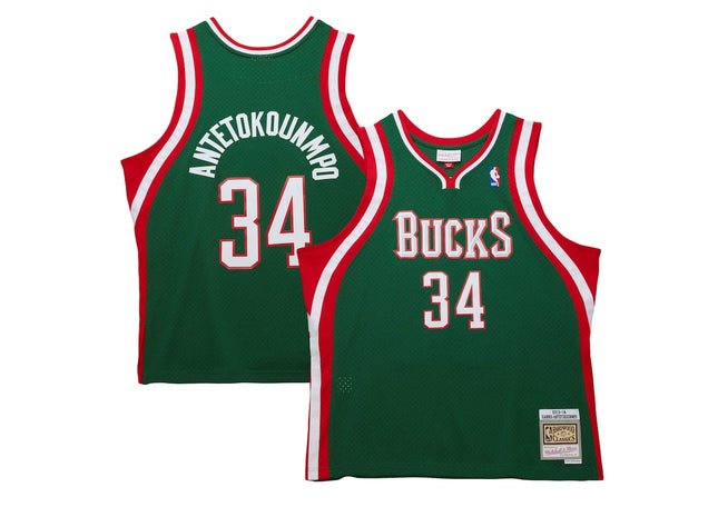 Youth  Milwaukee Bucks Giannis Antetokounmpo Mitchell & Ness Hunter Green 2013/14 Hardwood Classics Swingman Jersey