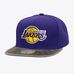 Purple Los Angeles Lakers Denim Patchwork Snapback Hat